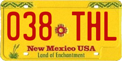 NM license plate 038THL