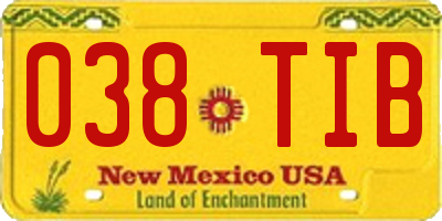 NM license plate 038TIB
