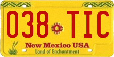 NM license plate 038TIC