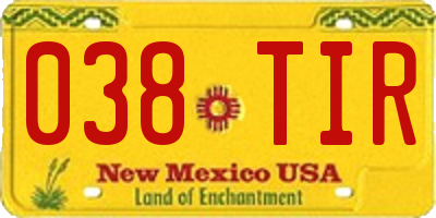 NM license plate 038TIR