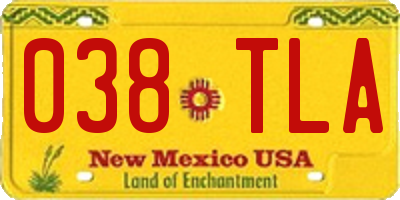 NM license plate 038TLA