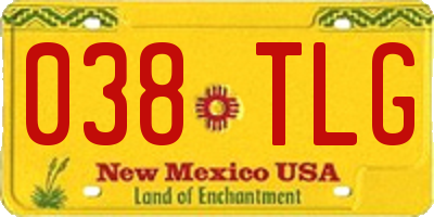 NM license plate 038TLG