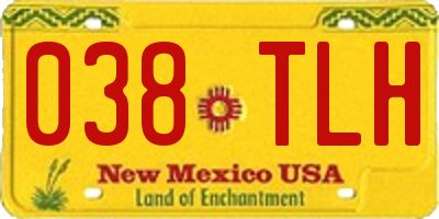 NM license plate 038TLH