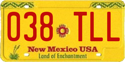 NM license plate 038TLL