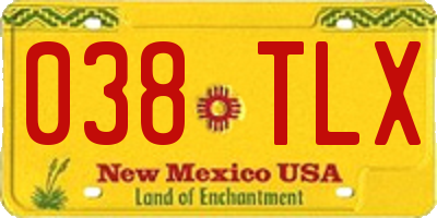 NM license plate 038TLX