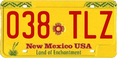 NM license plate 038TLZ