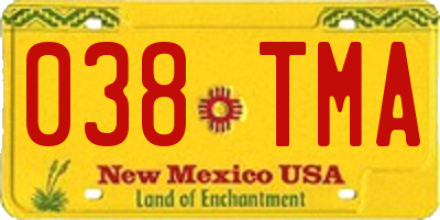 NM license plate 038TMA