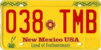 NM license plate 038TMB