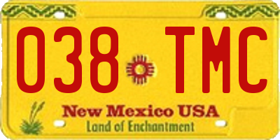 NM license plate 038TMC