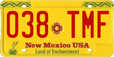 NM license plate 038TMF