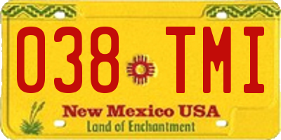 NM license plate 038TMI