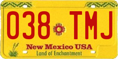 NM license plate 038TMJ