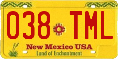 NM license plate 038TML