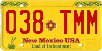 NM license plate 038TMM