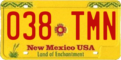 NM license plate 038TMN