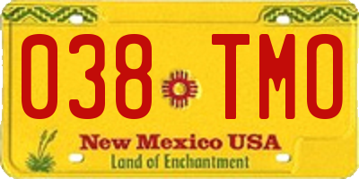 NM license plate 038TMO