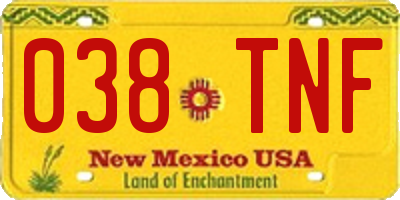 NM license plate 038TNF