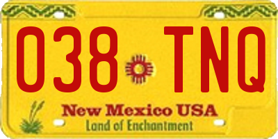 NM license plate 038TNQ