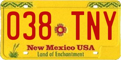 NM license plate 038TNY