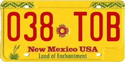 NM license plate 038TOB