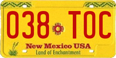 NM license plate 038TOC
