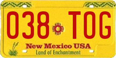 NM license plate 038TOG