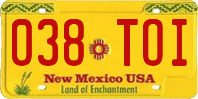 NM license plate 038TOI