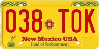 NM license plate 038TOK