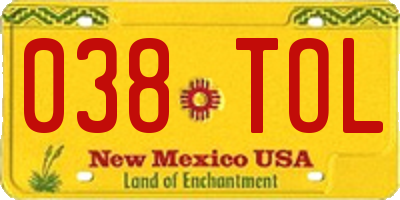 NM license plate 038TOL