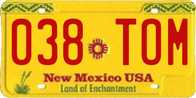 NM license plate 038TOM
