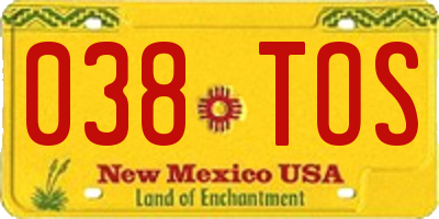NM license plate 038TOS