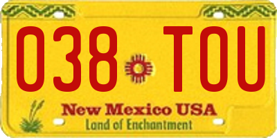 NM license plate 038TOU