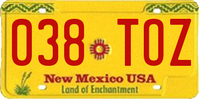 NM license plate 038TOZ