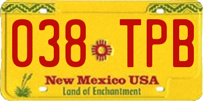 NM license plate 038TPB