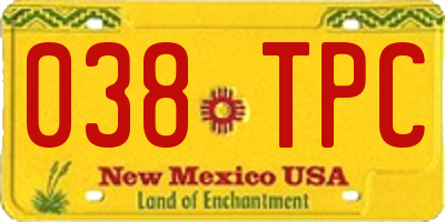 NM license plate 038TPC
