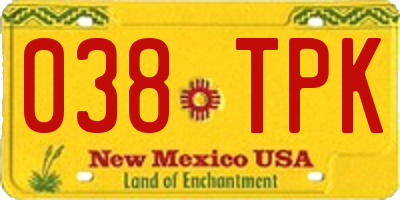 NM license plate 038TPK