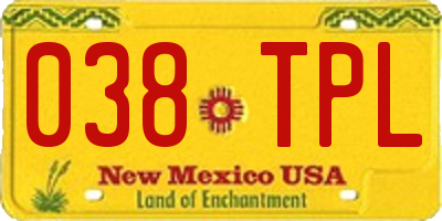 NM license plate 038TPL