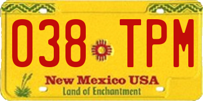 NM license plate 038TPM