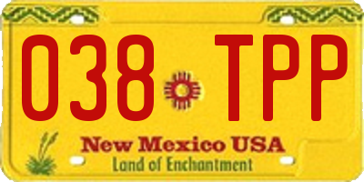 NM license plate 038TPP
