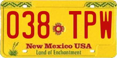 NM license plate 038TPW