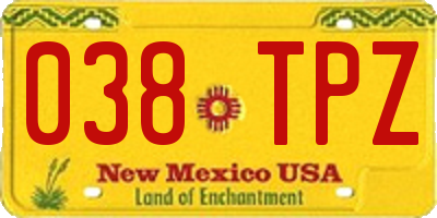 NM license plate 038TPZ