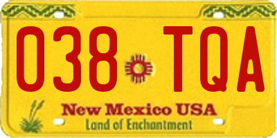 NM license plate 038TQA