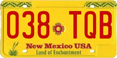 NM license plate 038TQB