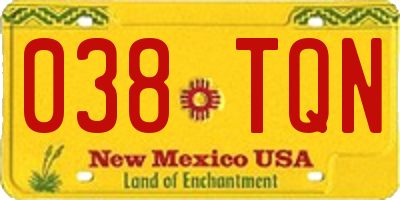 NM license plate 038TQN
