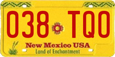 NM license plate 038TQO
