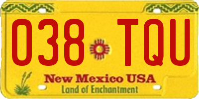 NM license plate 038TQU
