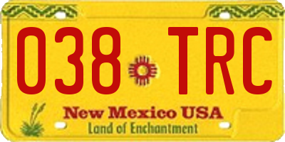 NM license plate 038TRC
