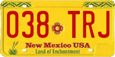 NM license plate 038TRJ