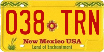 NM license plate 038TRN