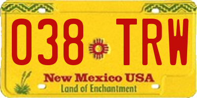 NM license plate 038TRW